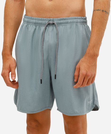 short masculino cós elástico azul