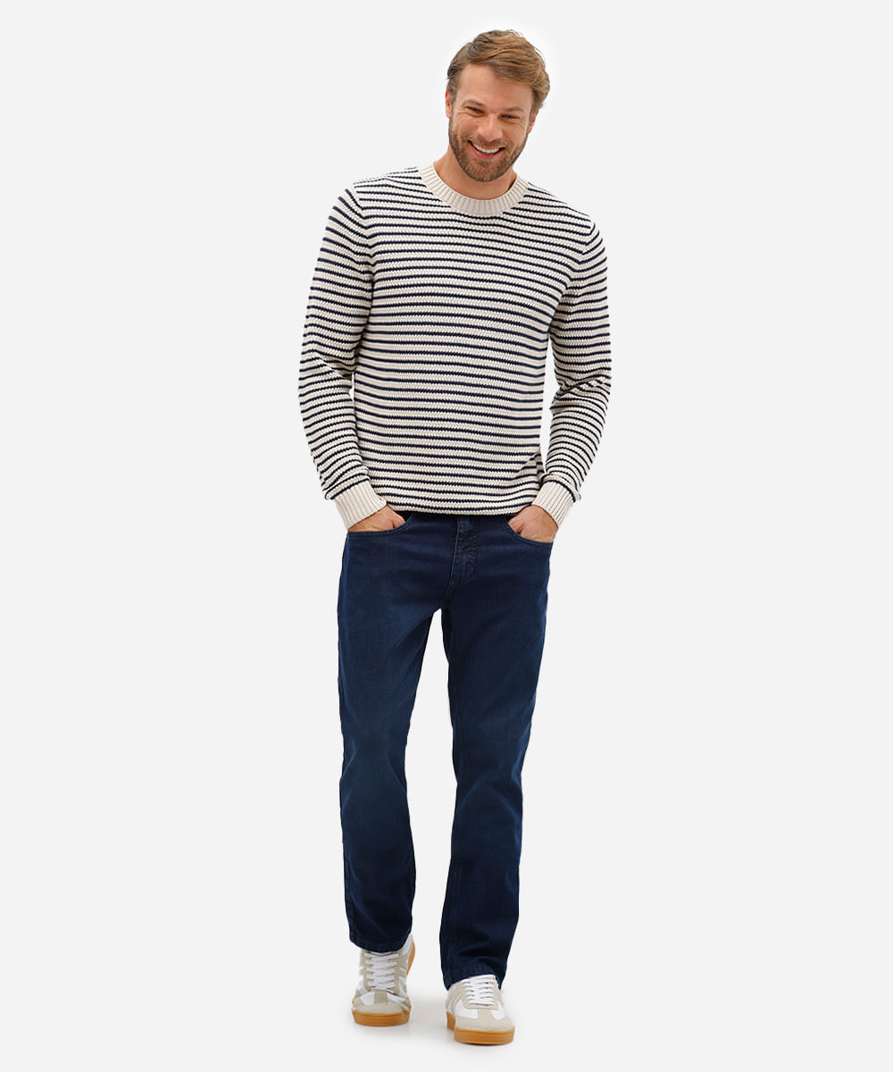 suéter masculino de tricot listrado off white
