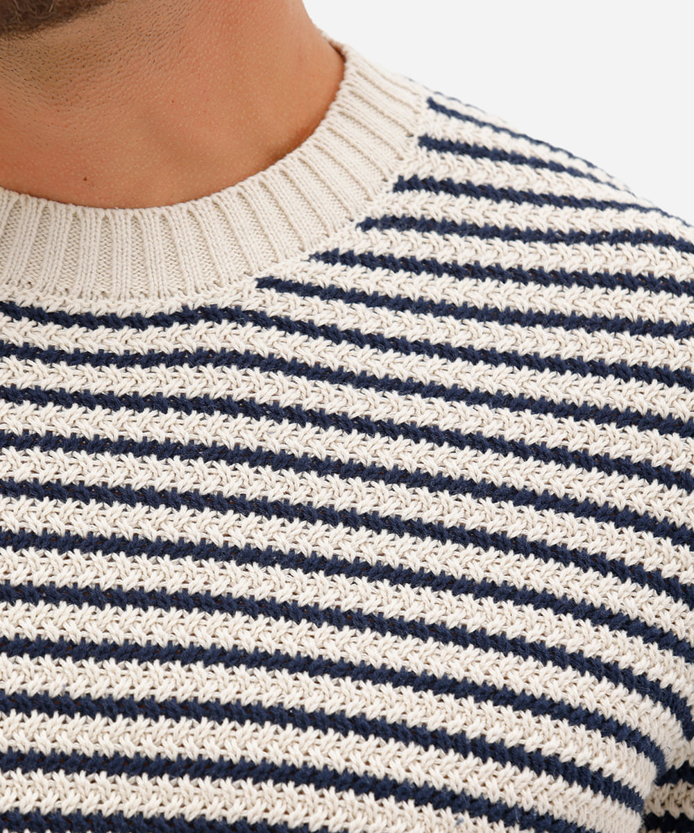 suéter masculino de tricot listrado off white