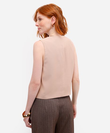 colete feminino de alfaiataria em viscose bege