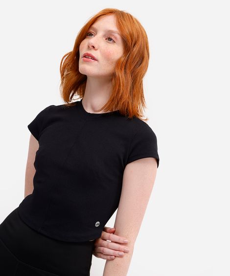 cropped feminino esportivo ace com recorte texturizado preto