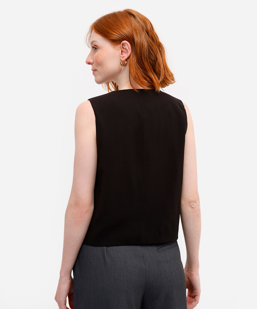 colete feminino de alfaiataria em viscose preto