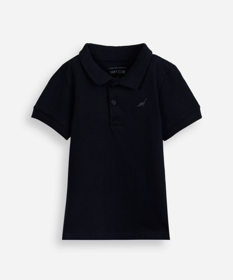 polo infantil de algodão com bordado azul