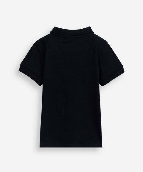 polo infantil de algodão com bordado azul