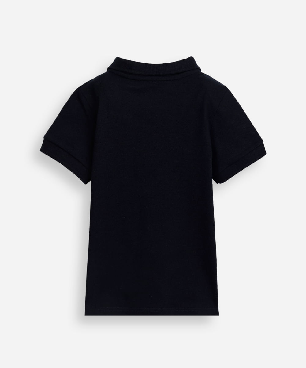 polo infantil de algodão com bordado azul