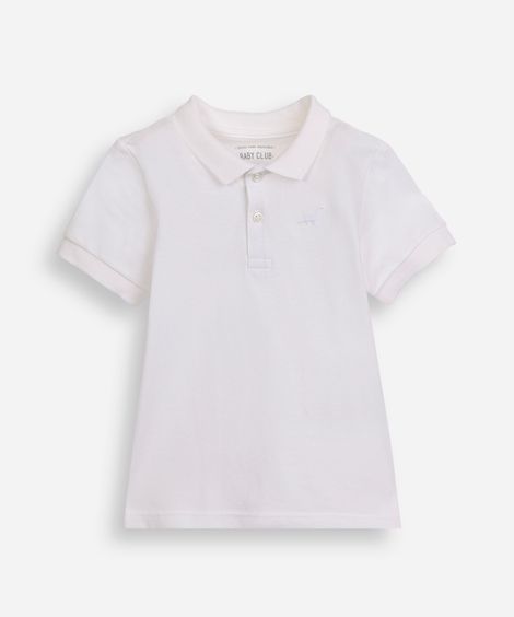 polo infantil de algodão com bordado off white