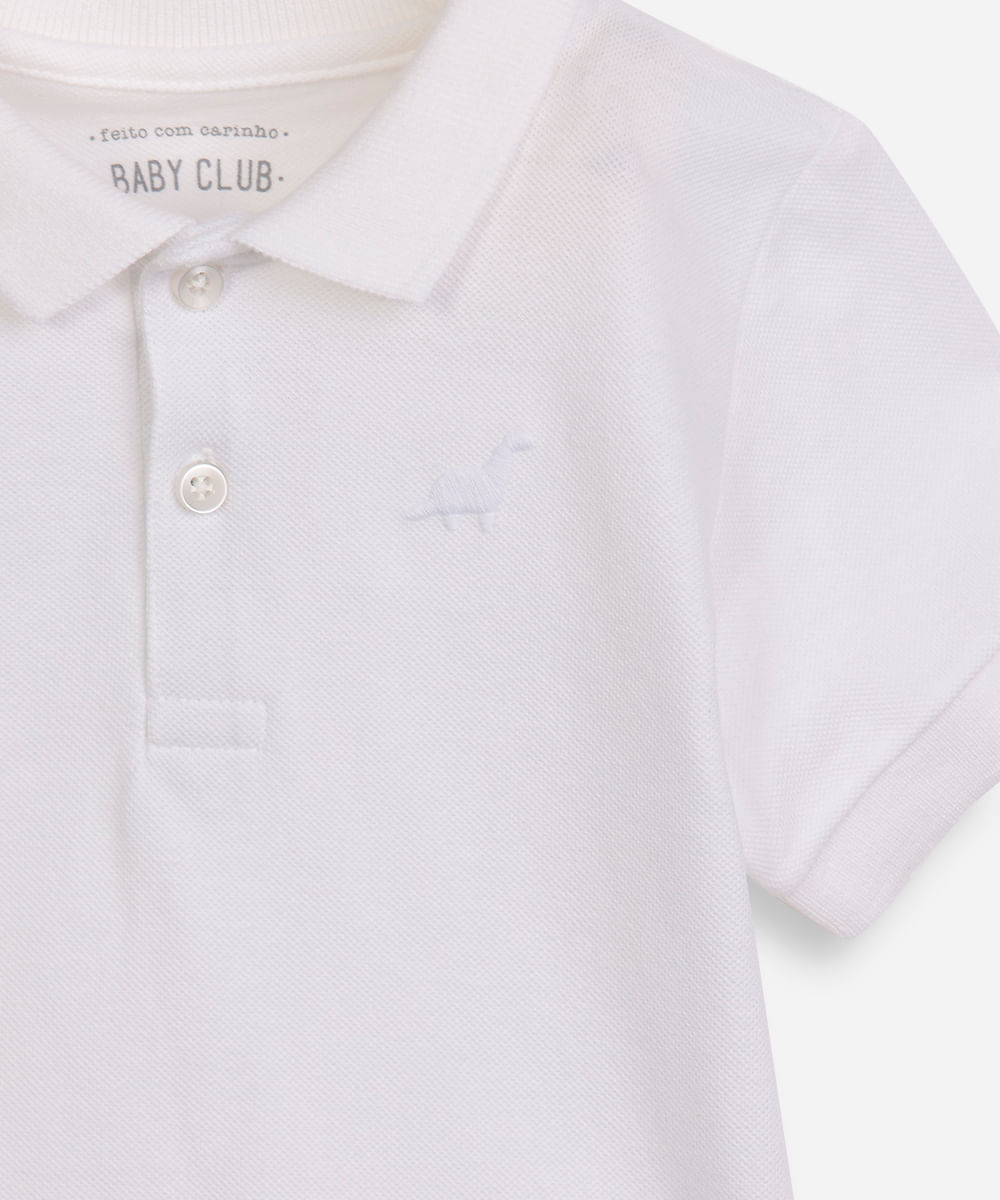 polo infantil de algodão com bordado off white