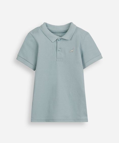 polo infantil de algodão com bordado verde