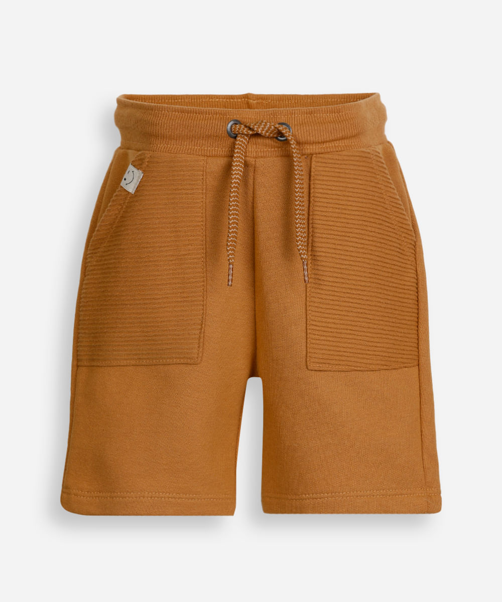 short de moletom infantil com cordão marrom