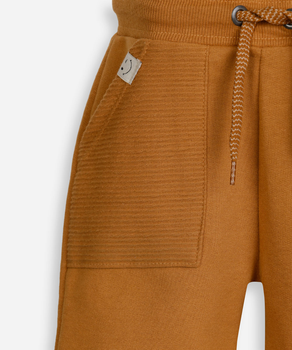 short de moletom infantil com cordão marrom