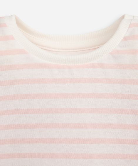 kit de 2 blusas infantis de algodão com listras off white