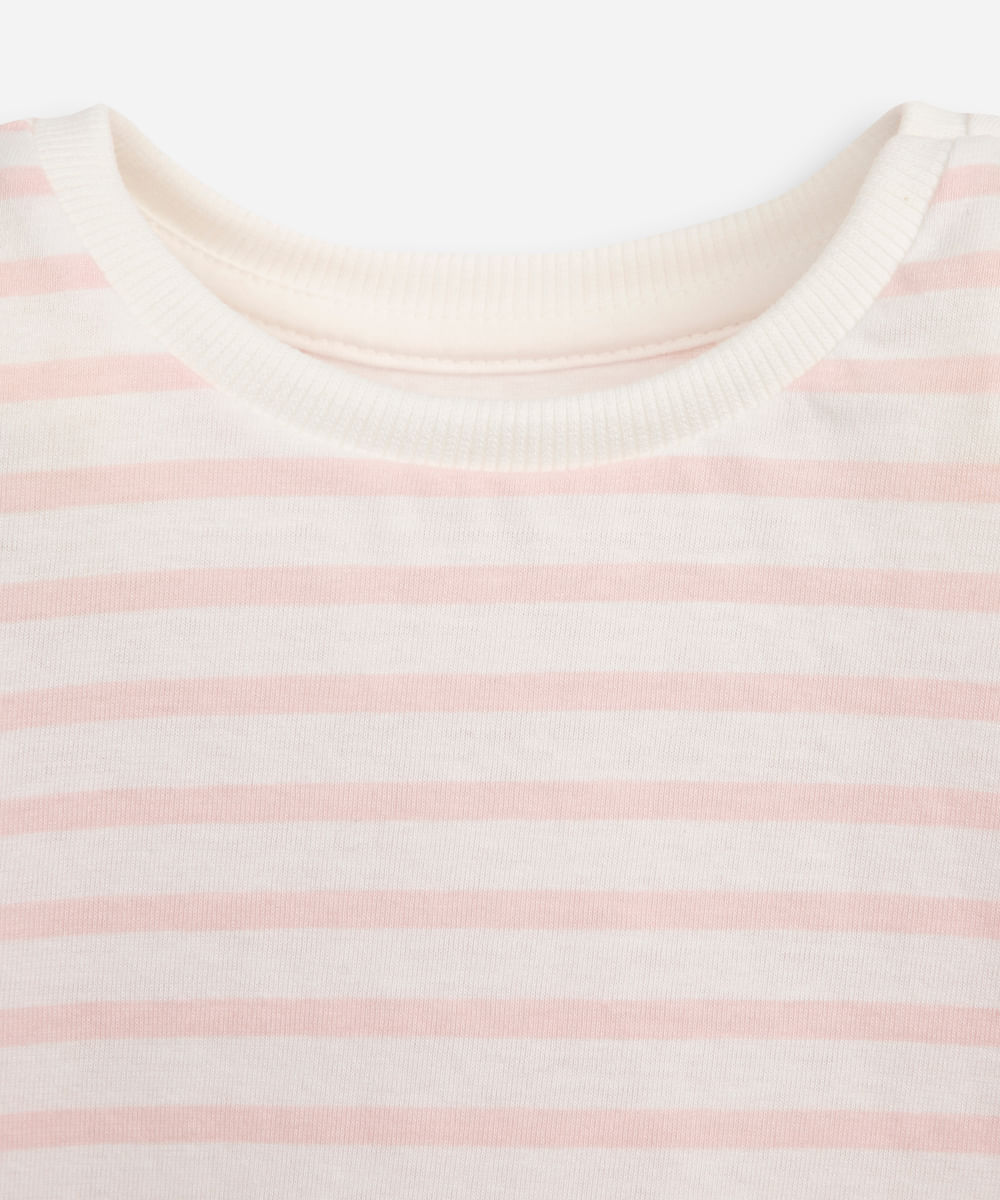 kit de 2 blusas infantis de algodão com listras off white