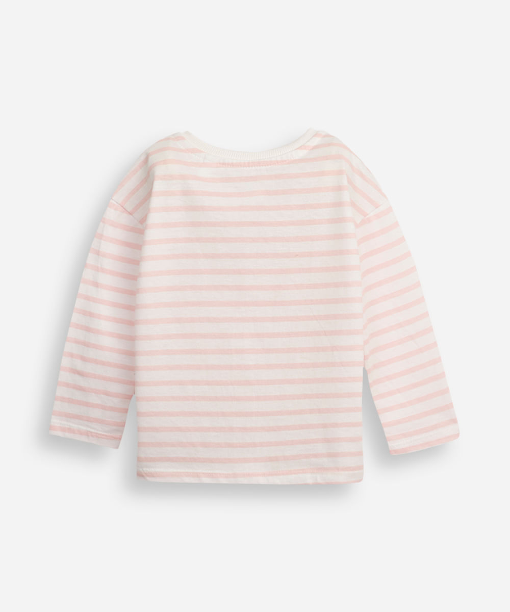 kit de 2 blusas infantis de algodão com listras off white
