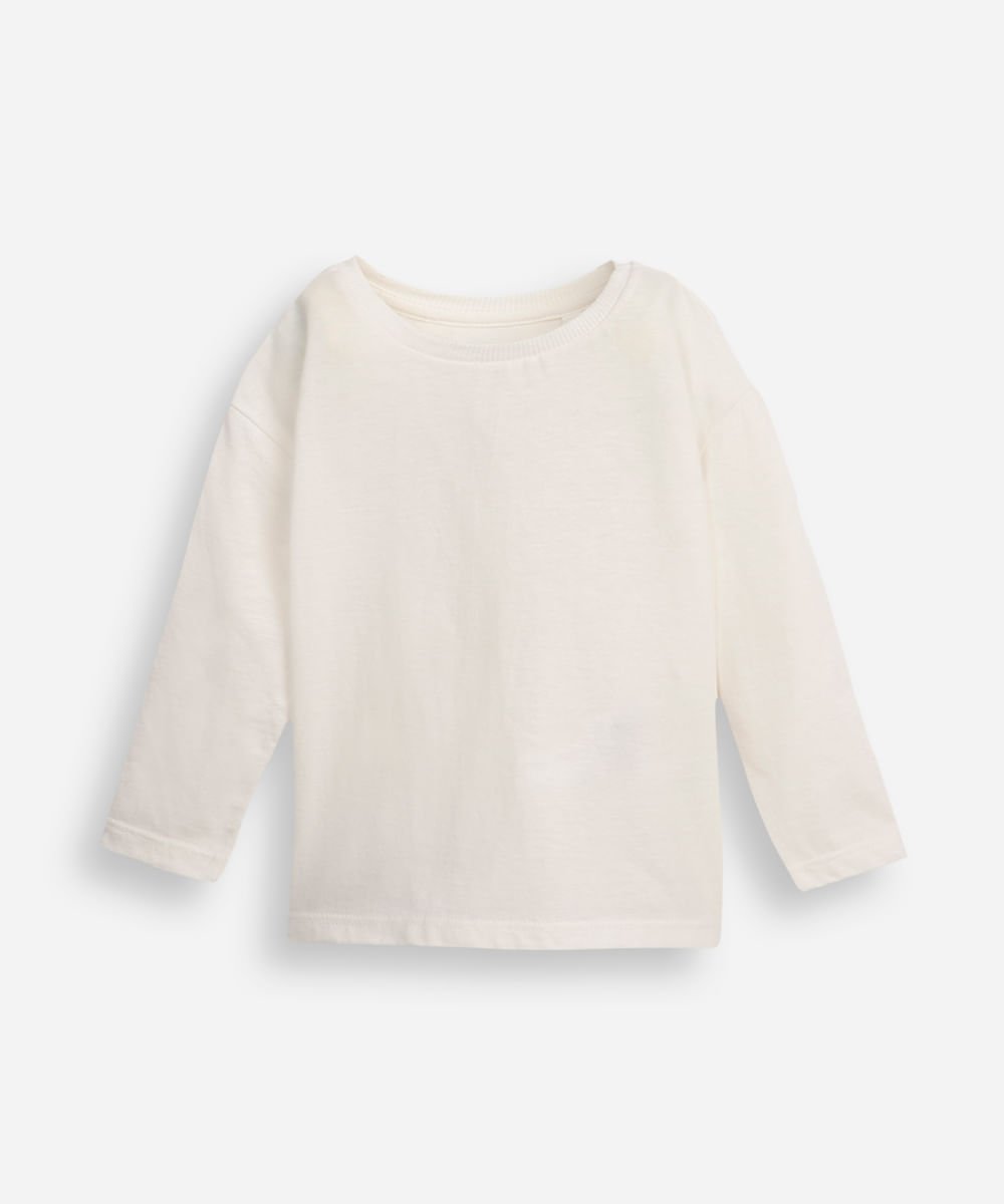 kit de 2 blusas infantis de algodão com listras off white