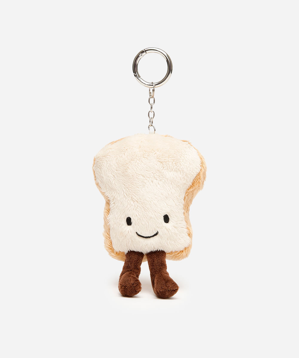 chaveiro bag charm pãozinho bege