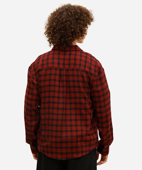 camisa masculina manga longa flanelada xadrez vermelha