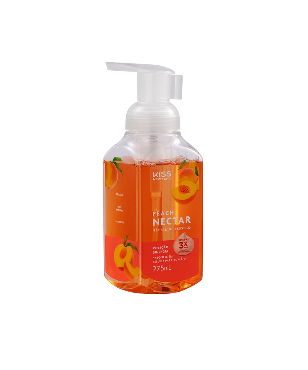 sabonete para as mãos em espuma kiss new york coleção sinergia peach nectar 275ml