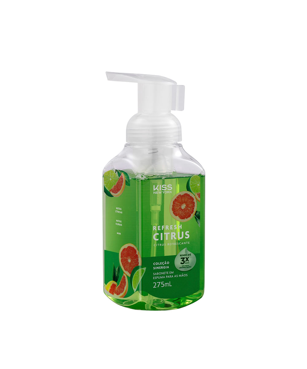 sabonete para as mãos em espuma kiss new york coleção sinergia refresh citrus 275ml