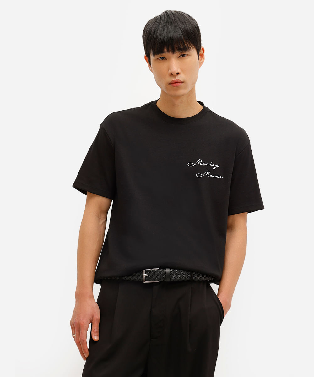 camiseta masculina manga curta mickey preta