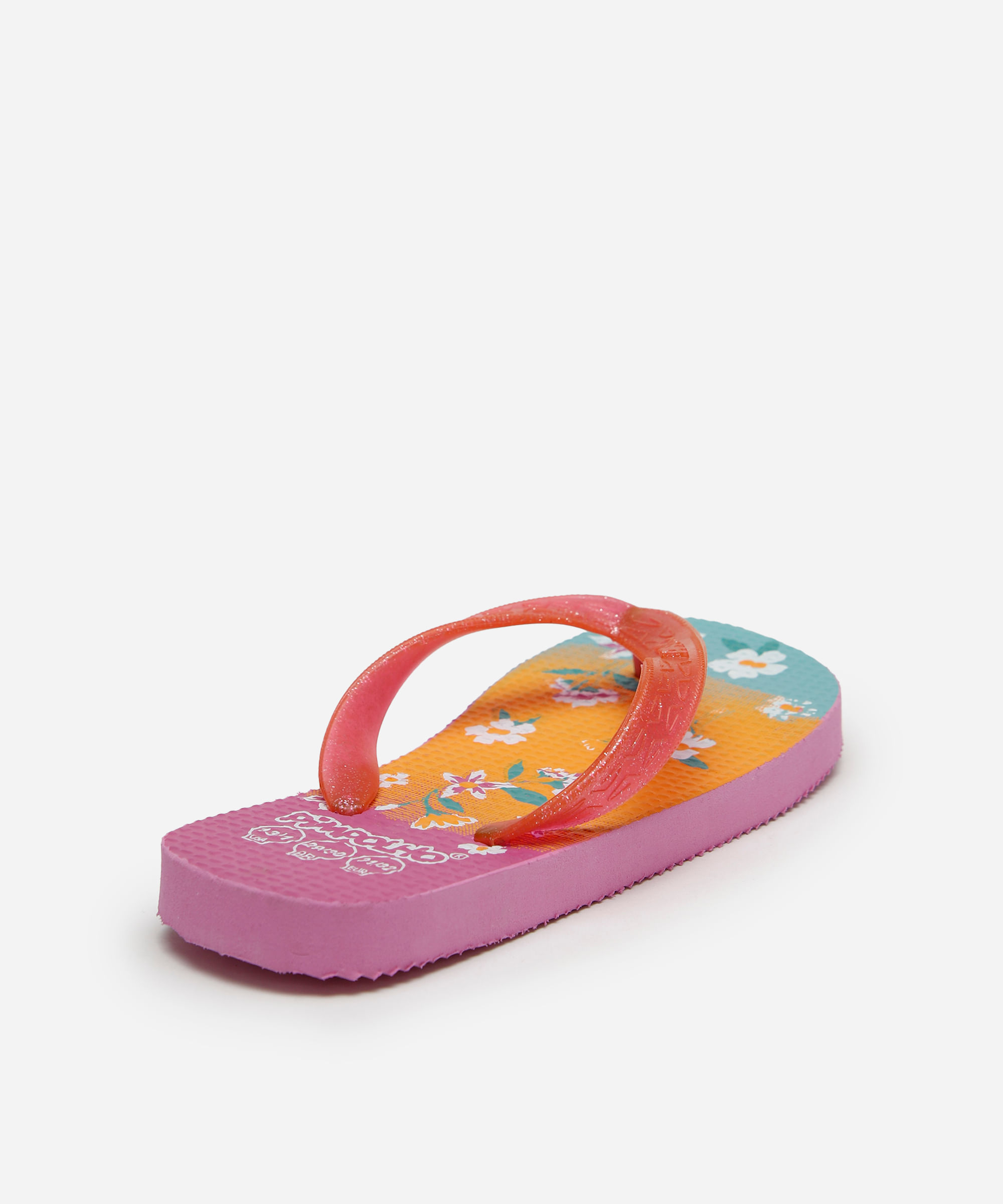 chinelo infantil com glitter pimpolho floral rosa