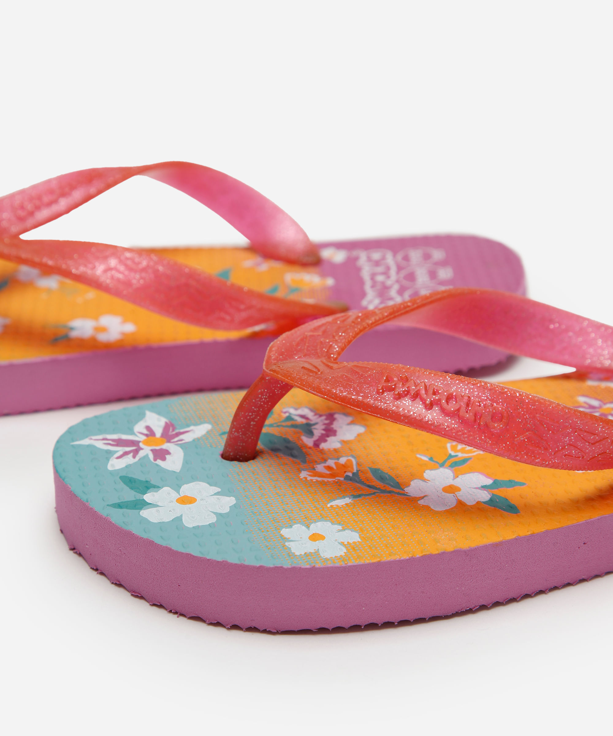chinelo infantil com glitter pimpolho floral rosa