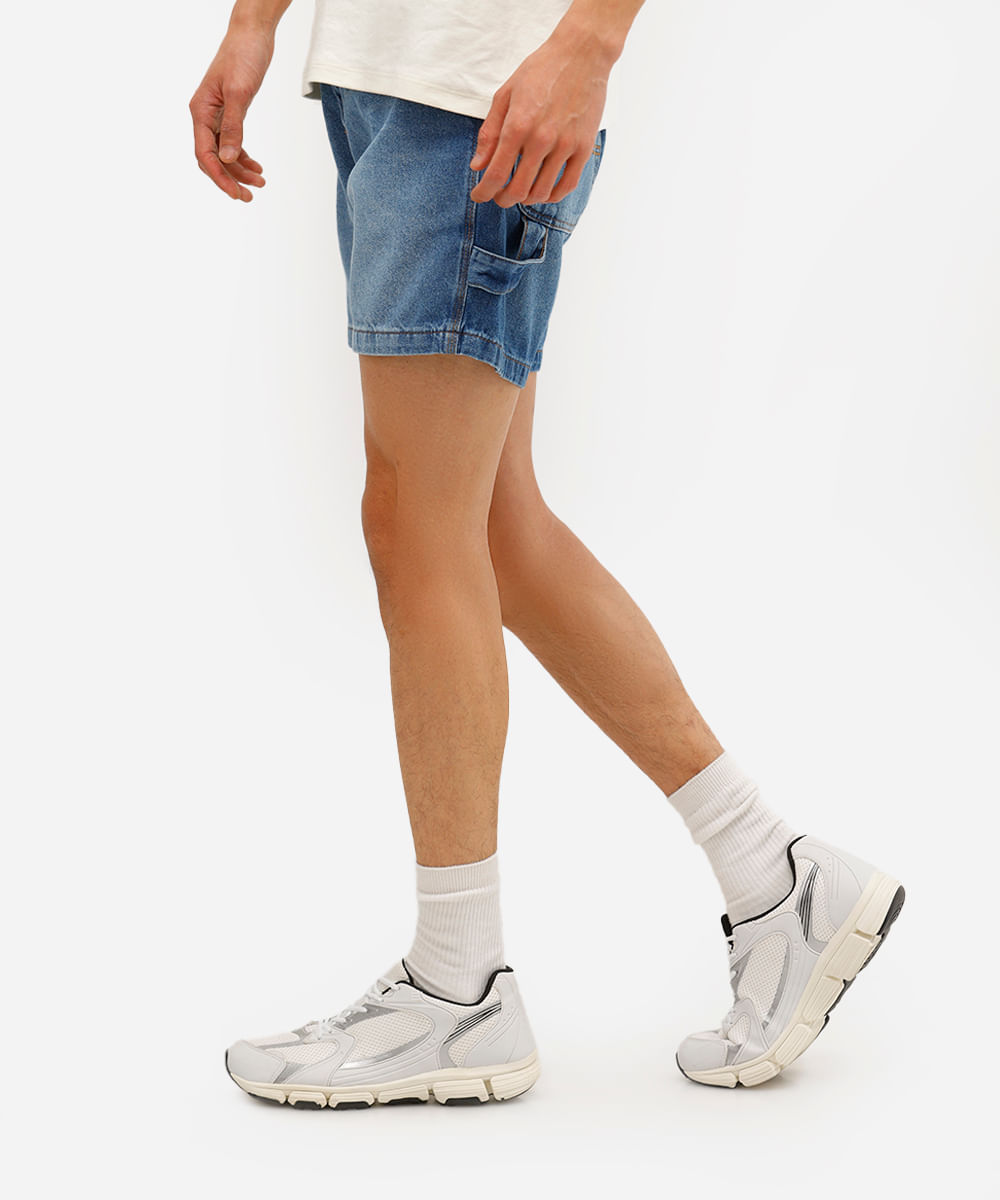 short reto masculino jeans azul