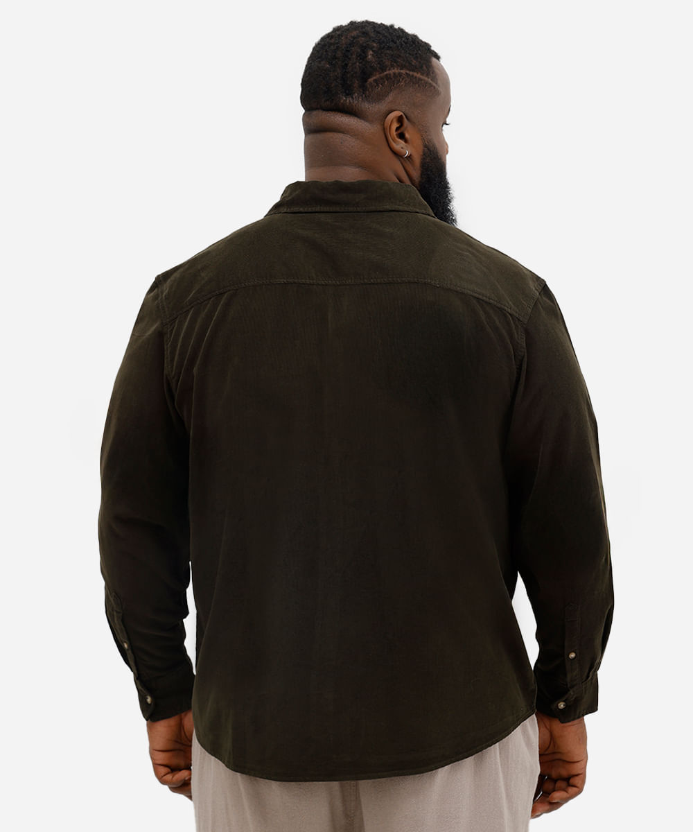 camisa masculina de veludo plus size verde