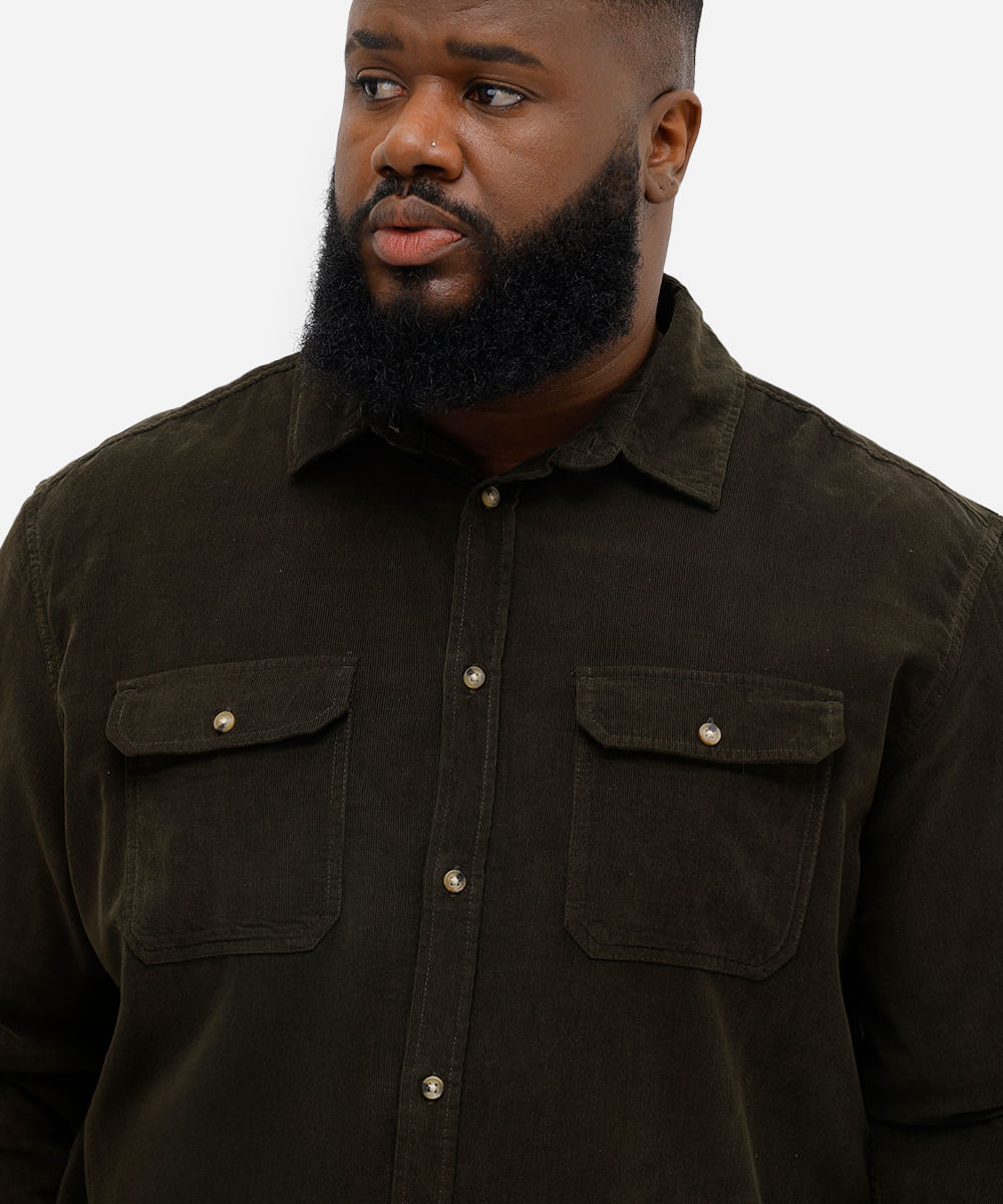 camisa masculina de veludo plus size verde