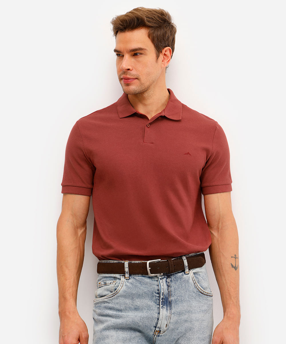 polo básica masculina manga curta vermelha