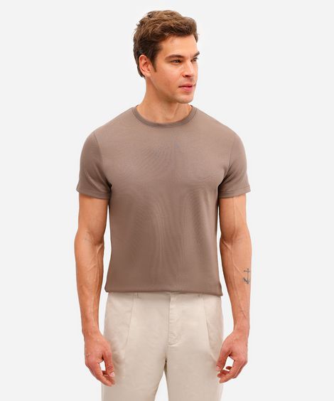camiseta masculina de algodão peruano slim fit marrom