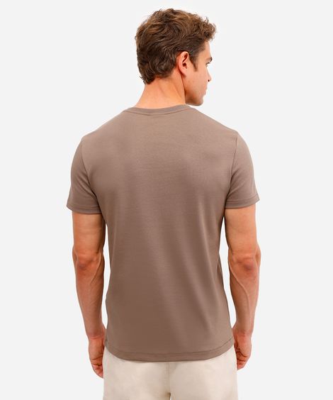 camiseta masculina de algodão peruano slim fit marrom