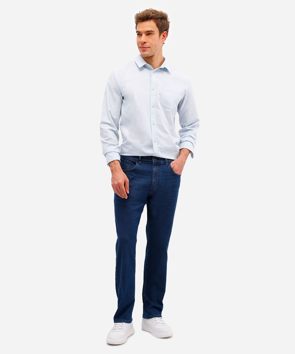 calça slim masculina jeans azul