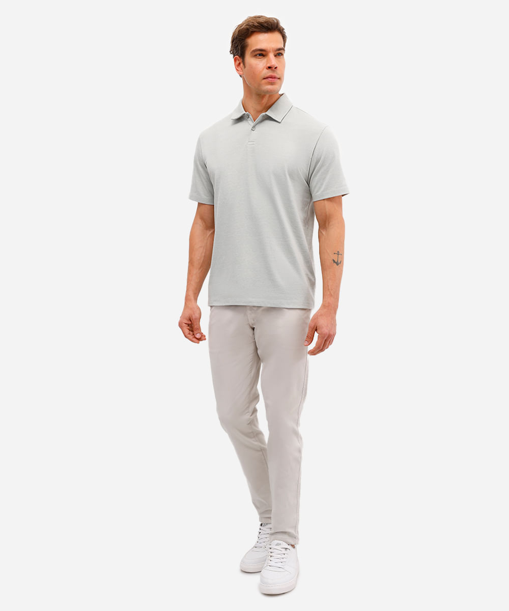 polo comfort masculina com algodão peruano verde