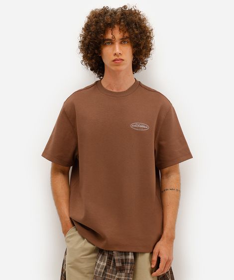 camiseta masculina de algodão california manga curta marrom