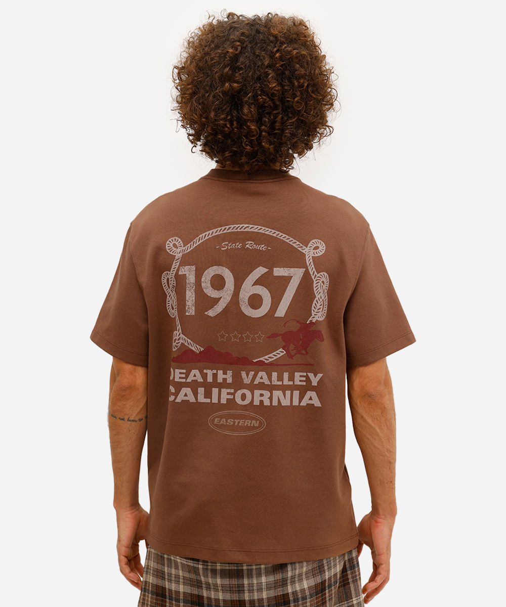 camiseta masculina de algodão california manga curta marrom