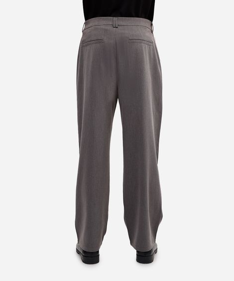 calça baggy masculina de alfaiataria com pregas cinza