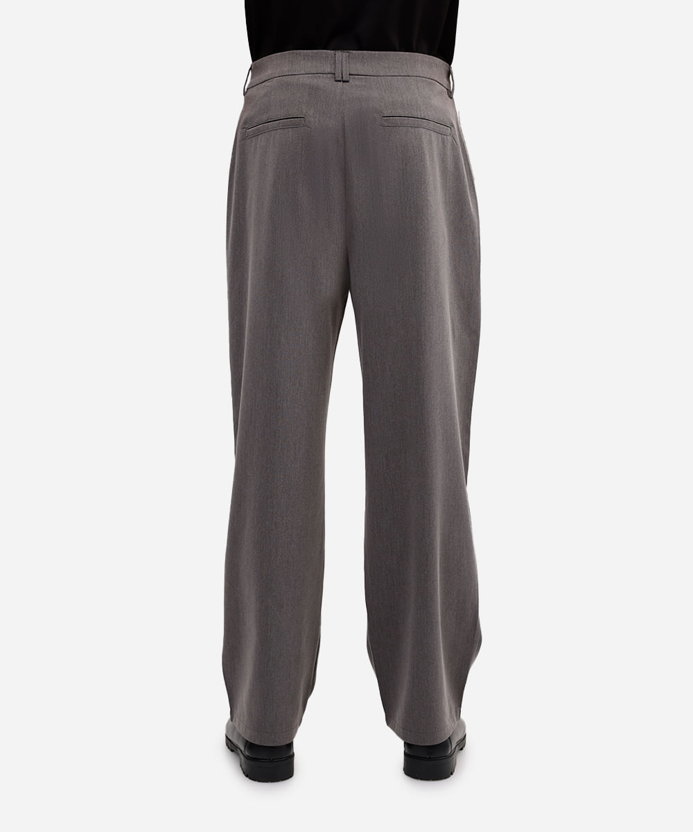 calça baggy masculina de alfaiataria com pregas cinza