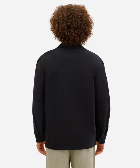 camisa masculina manga longa texturizada preta