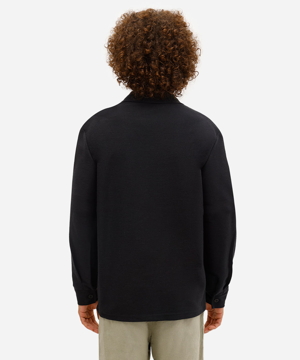 camisa masculina manga longa texturizada preta