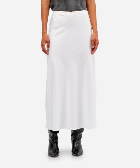 saia midi feminina acetinada off white