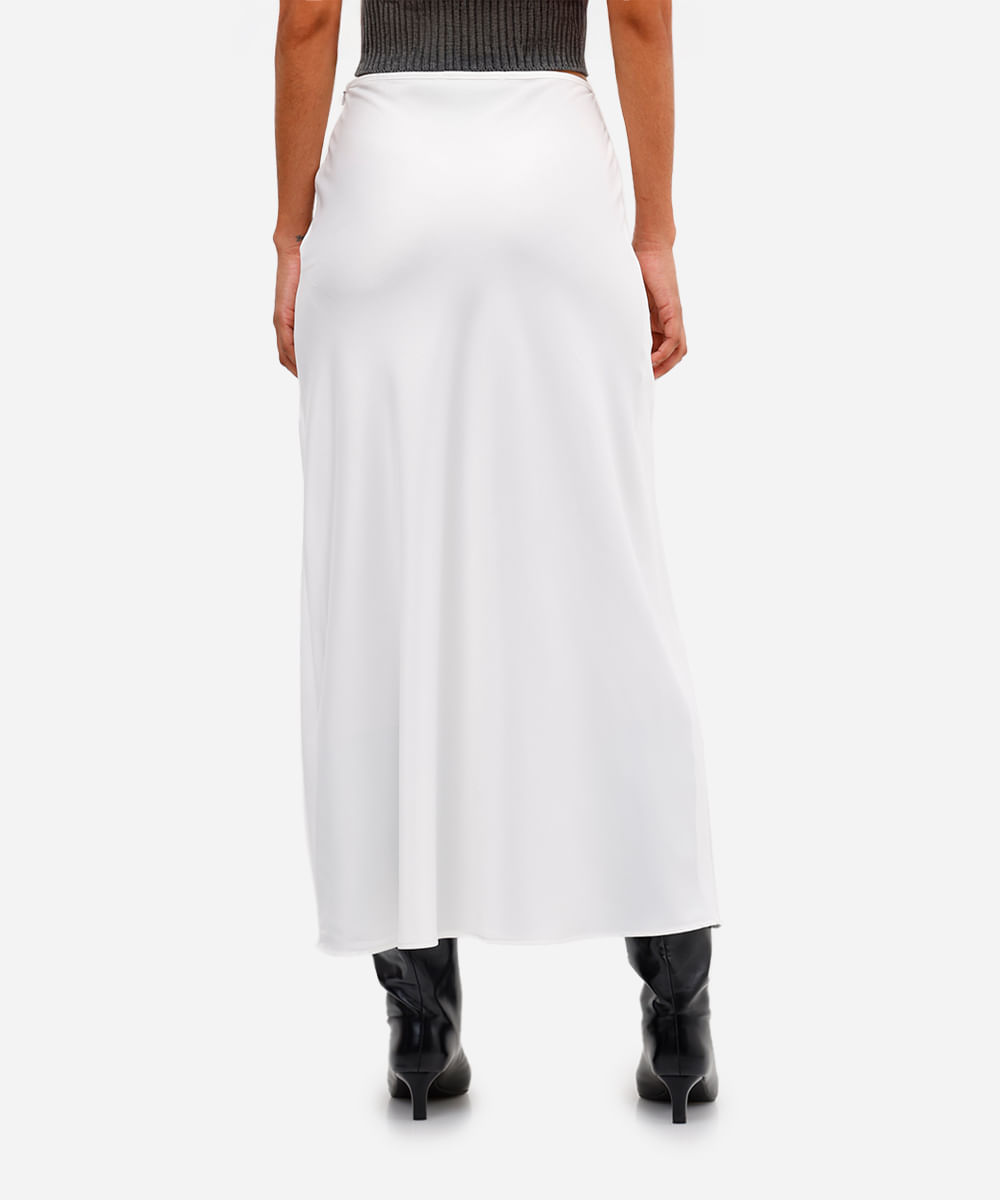 saia midi feminina acetinada off white
