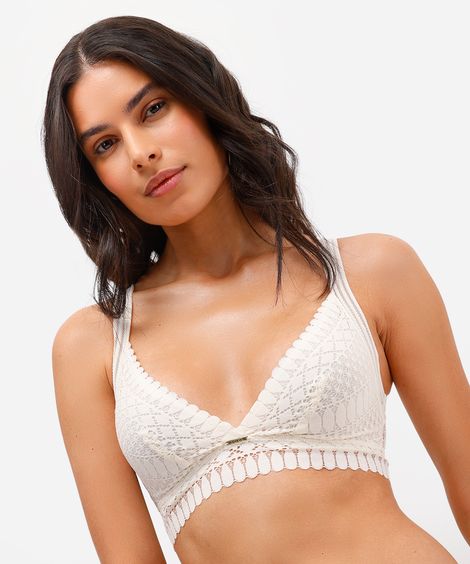 sutiã triângulo feminino de renda - off white