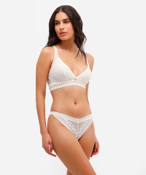 calcinha fio dental de renda off white