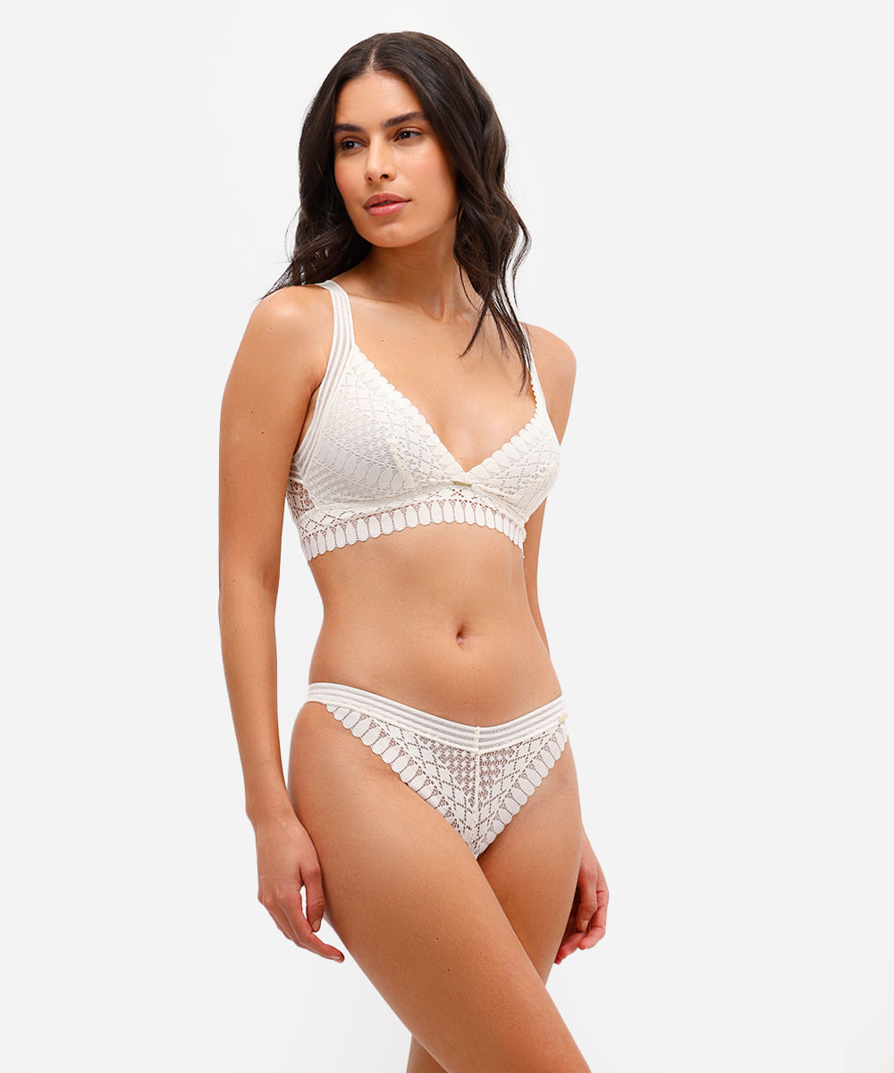 calcinha fio dental de renda off white