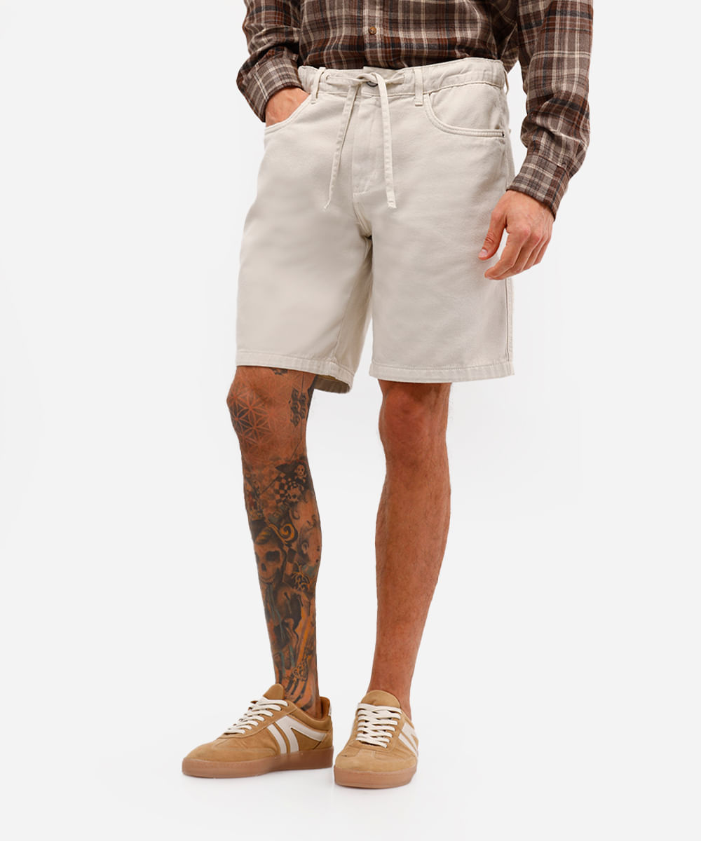 bermuda reta masculina com cordão bege
