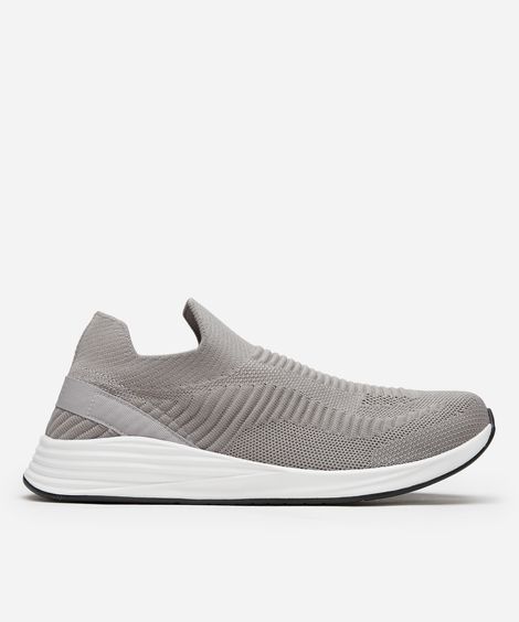 tênis knit esportivo ace texturizado cinza