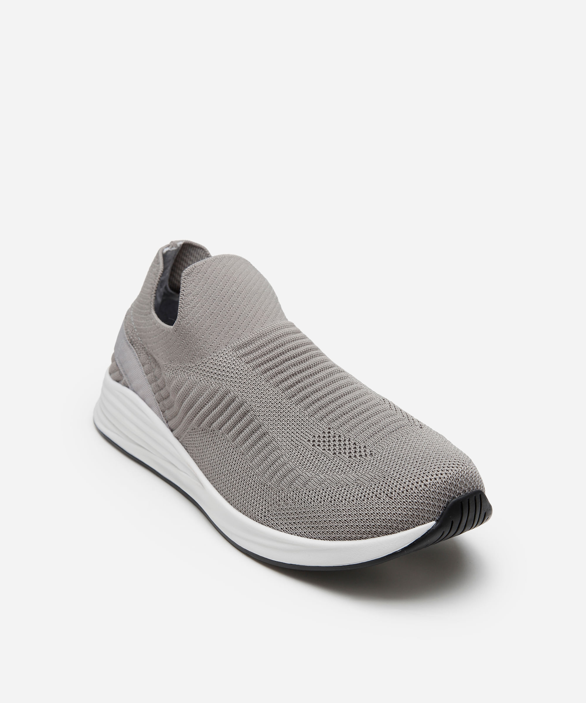 tênis knit esportivo texturizado cinza