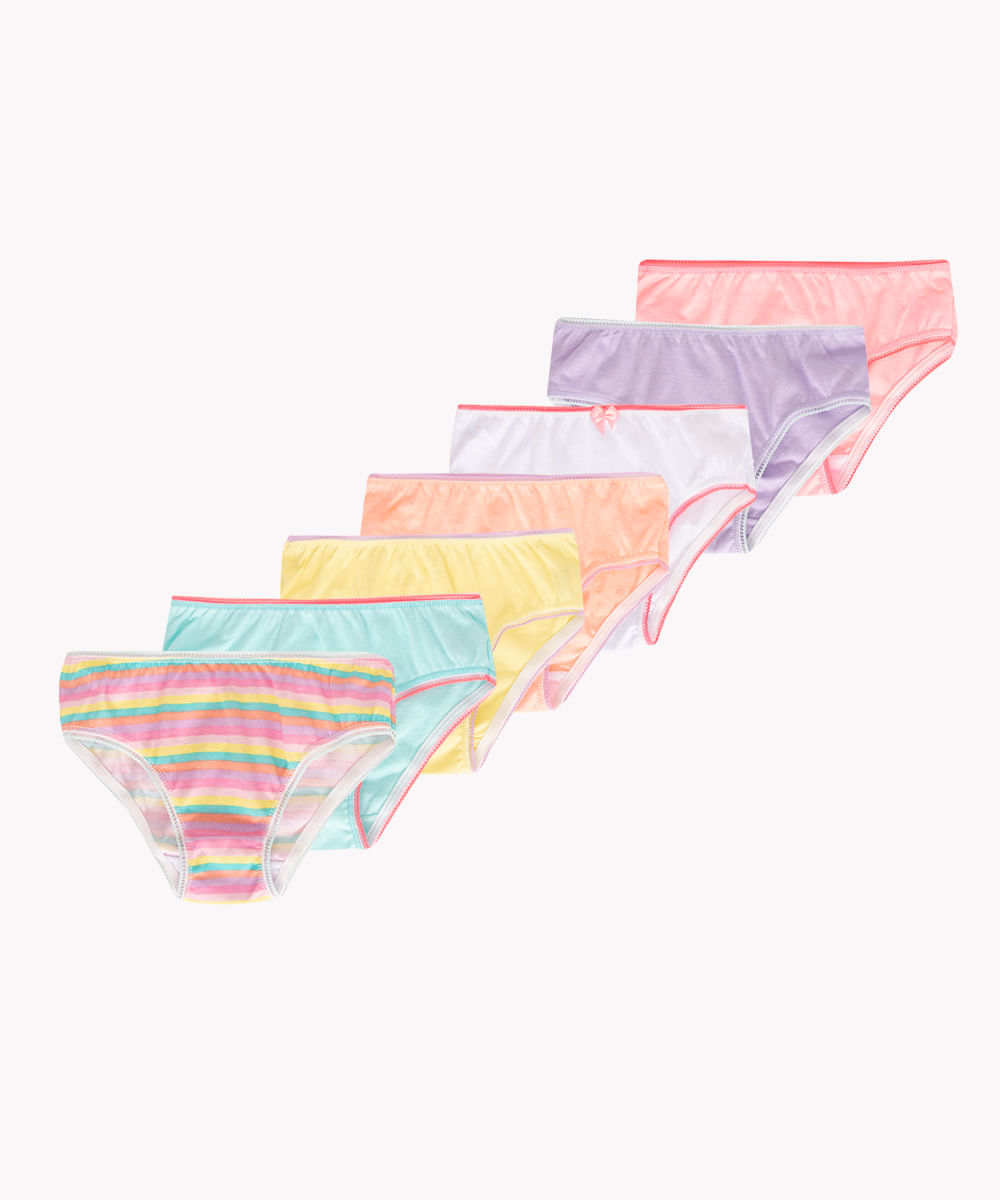 kit de 7 calcinhas infantil multicor
