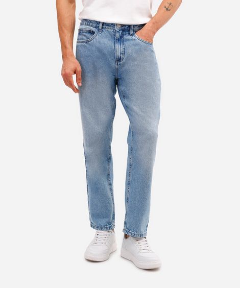 calça reta masculina jeans azul