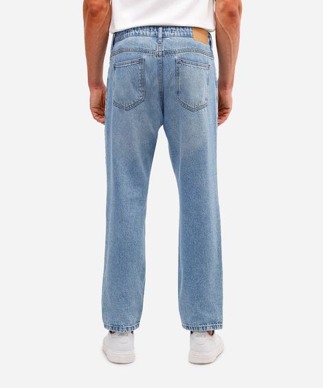 calça reta masculina jeans azul